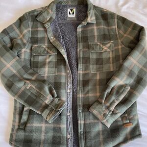 Green Plaid Fleece-Lined Jacket
